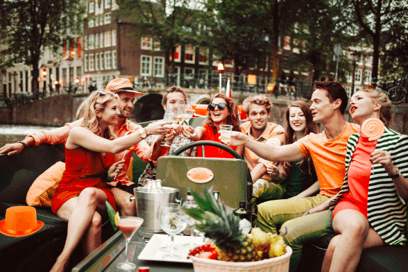 Celebrating King's Day in the Netherlands on the canals