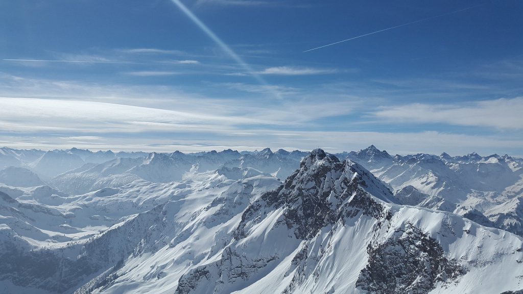 European Alps with snow